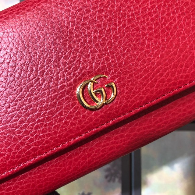 Gucci經典款錢夾錢包 456116 古馳女士牛皮雙G長款錢包 Gucci翻蓋女士長錢夾  gqy3569